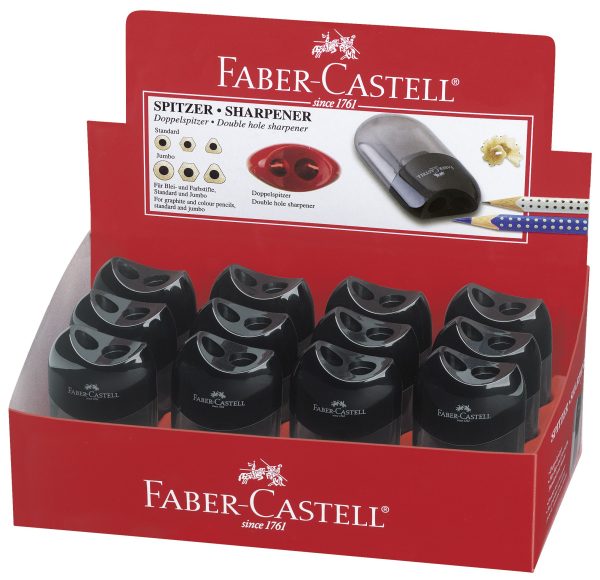 ASCUTITOARE PLASTIC DUBLA CU CONTAINER NEAGRA FABER-CASTELL – poza 3