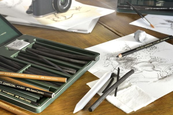 BLISTER 3 BUC CARBUNE PRESAT PITT MONOCHROME SOFT FABER-CASTELL – poza 2