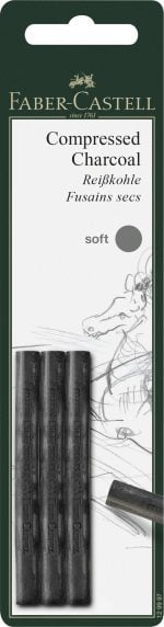 BLISTER 3 BUC CARBUNE PRESAT PITT MONOCHROME SOFT FABER-CASTELL – poza 1