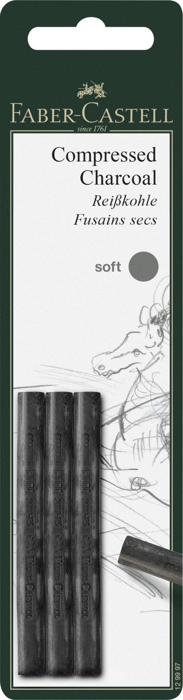 BLISTER 3 BUC CARBUNE PRESAT PITT MONOCHROME SOFT FABER-CASTELL – poza 1