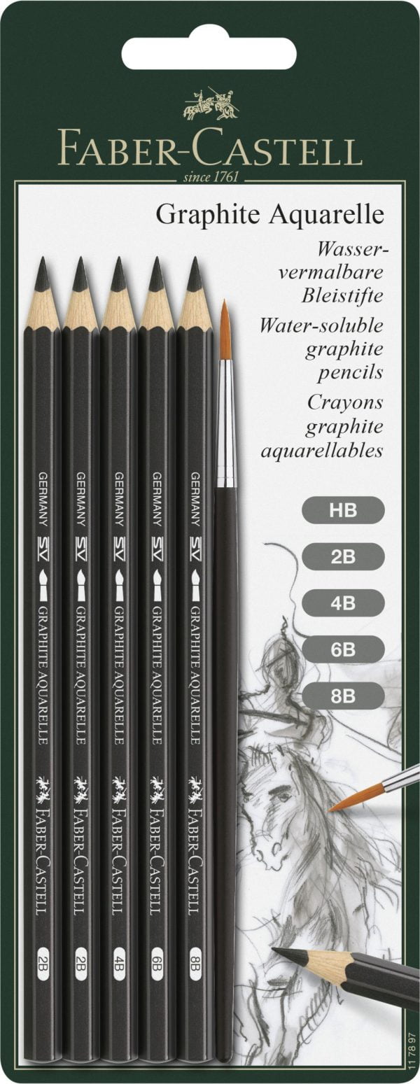 BLISTER 6 BUC CREION GRAFIT AQUARELLE + PENSULA FABER-CASTELL – poza 1