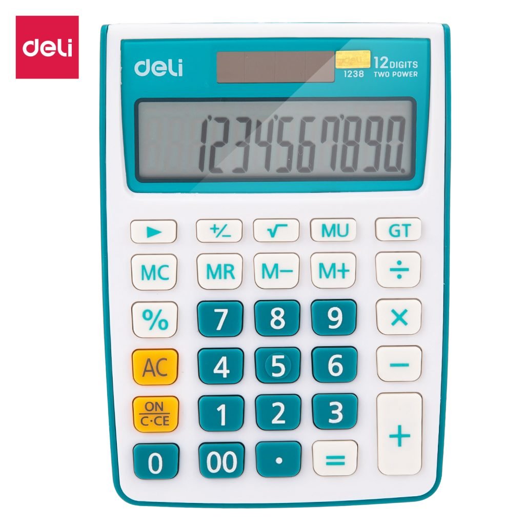 CALCULATOR BIROU 12DIG ALB-ALBASTRU 1238 DELI – poza 1