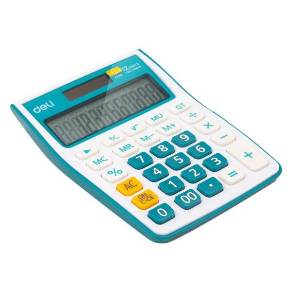 CALCULATOR BIROU 12DIG ALB-ALBASTRU 1238 DELI – poza 3
