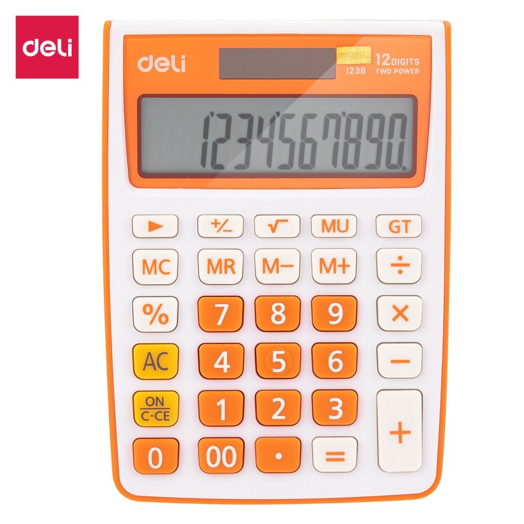 CALCULATOR BIROU 12DIG ALB-PORTOCALIU 1238 DELI – poza 1