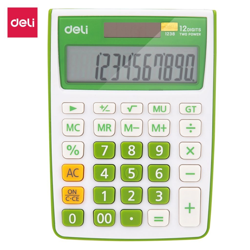 CALCULATOR BIROU 12DIG ALB-VERDE 1238 DELI – poza 1