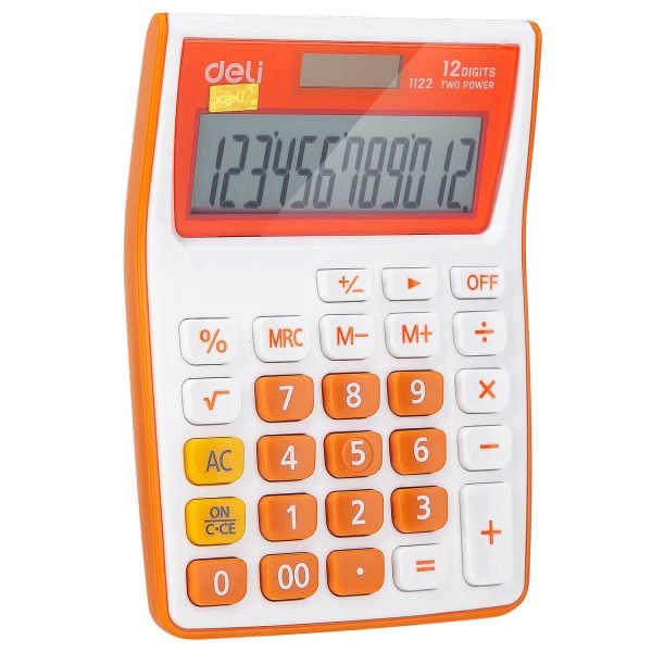 CALCULATOR BUZUNAR 12DIG ALB-PORTOCALIU 1122 DELI – poza 2