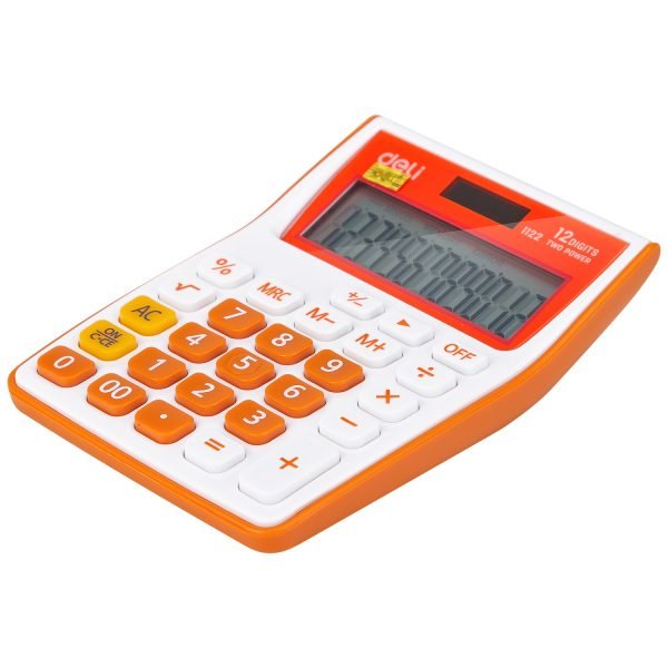 CALCULATOR BUZUNAR 12DIG ALB-PORTOCALIU 1122 DELI – poza 3