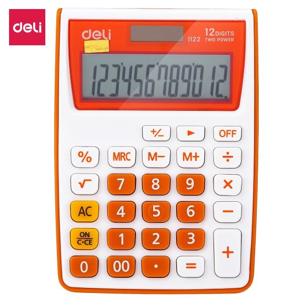 CALCULATOR BUZUNAR 12DIG ALB-PORTOCALIU 1122 DELI – poza 1