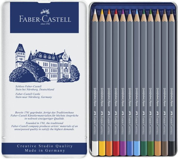 CREIOANE COLORATE AQUARELLE 12 CULORI GOLDFABER CUT. METAL FABER – poza 2