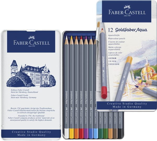 CREIOANE COLORATE AQUARELLE 12 CULORI GOLDFABER CUT. METAL FABER – poza 3