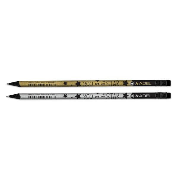 CREION GRAFIT HB CU GUMA LEMN NEGRU STAR ADEL – poza 1