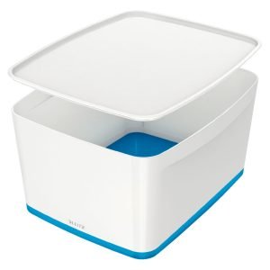 CUTIE DEPOZITARE CU CAPAC MARE ALB/ALBASTRU MYBOX LEITZ – poza 1