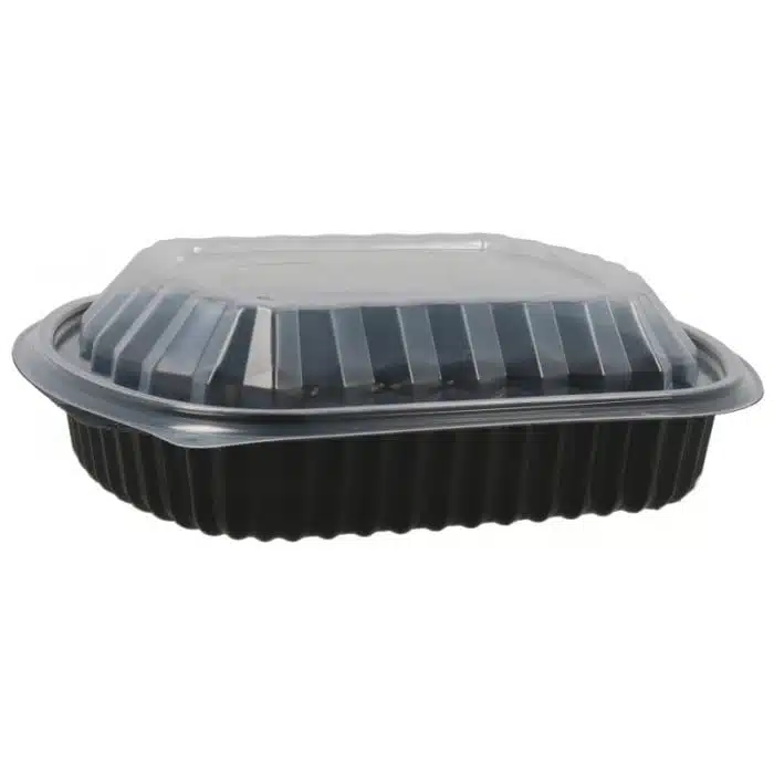 Caserole din PP negru + capac transparent, ovale 1 comp. 240X205 mm 250/set – poza 1