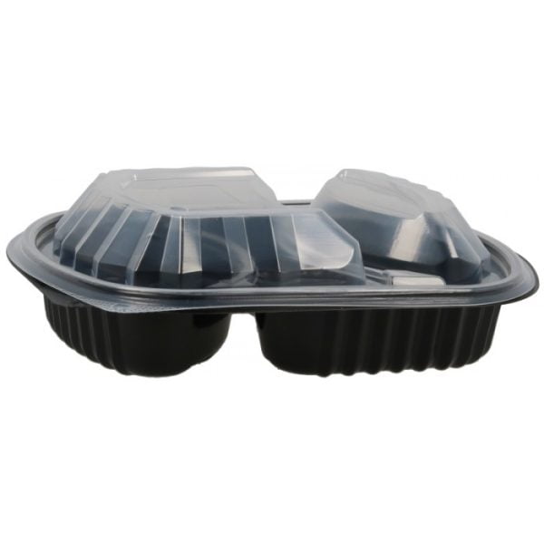 Caserole din PP negru + capac transparent, ovale 2 comp. 240X205 mm 250/set – poza 1