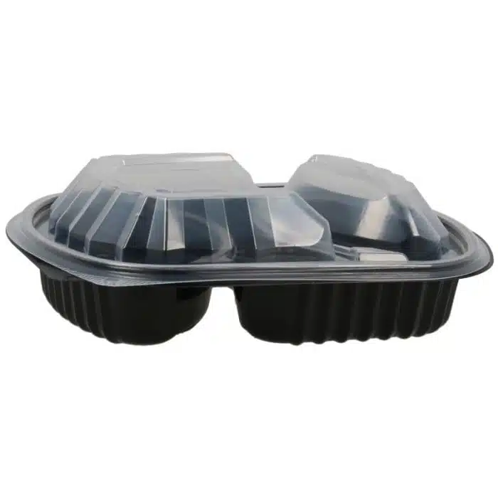 Caserole din PP negru + capac transparent, ovale 2 comp. 240X205 mm 250/set – poza 1