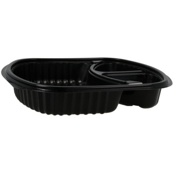 Caserole din PP negru + capac transparent, ovale 3 comp. 240X205 mm 250/set – poza 2