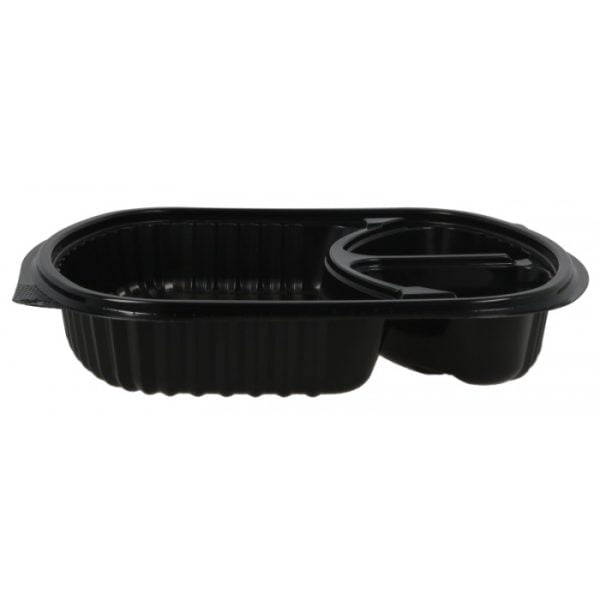 Caserole din PP negru + capac transparent, ovale 3 comp. 240X205 mm 250/set – poza 3