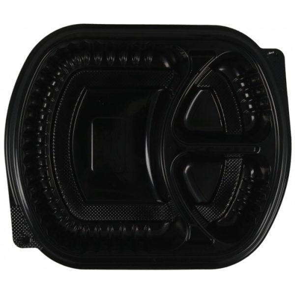 Caserole din PP negru + capac transparent, ovale 3 comp. 240X205 mm 250/set – poza 4