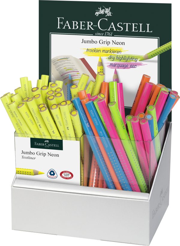 DISPLAY 72 BUC CREIOANE COLORATE NEON JUMBO GRIP FABER-CASTELL – poza 1