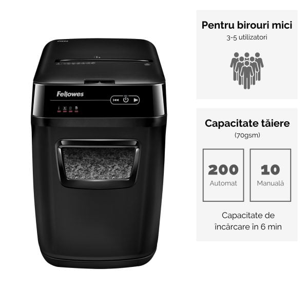 DISTRUGATOR DOC AUTOMAT AUTOMAX 200M MICROSHRED FELLOWES – poza 2