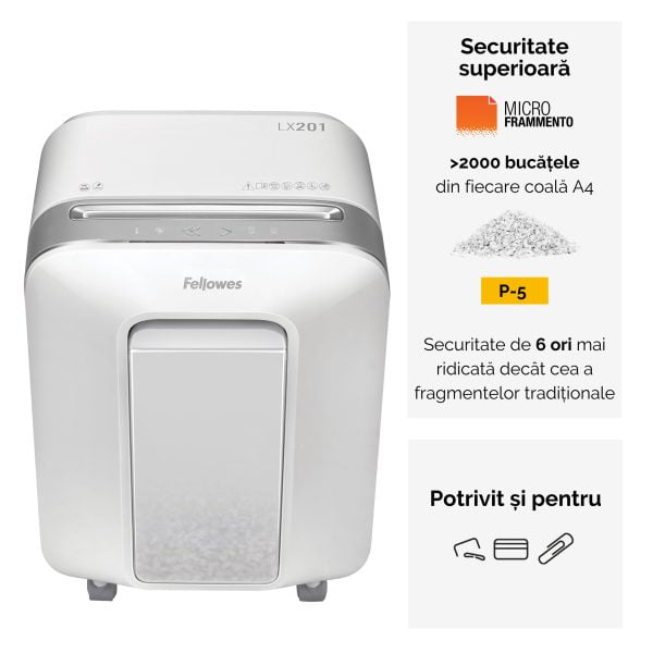 DISTRUGATOR DOCUMENTE LX201 MICRO-CUT ALB FELLOWES – poza 2
