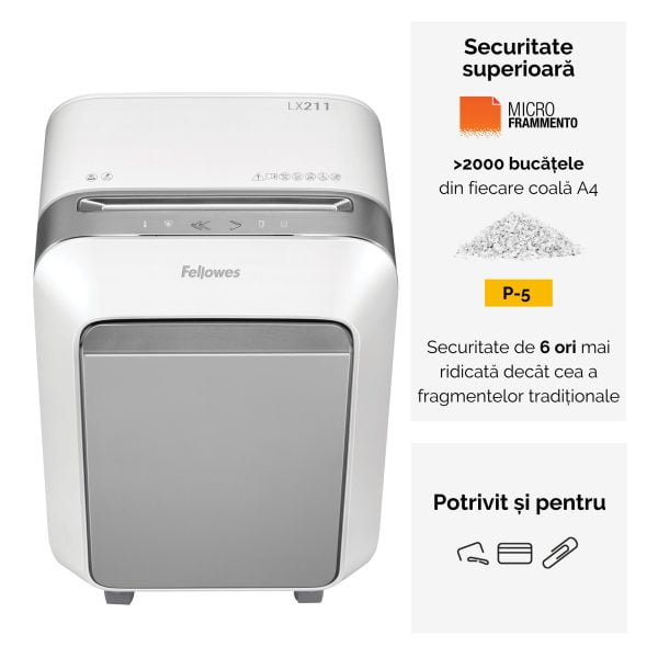 DISTRUGATOR DOCUMENTE LX211 MICRO-CUT ALB FELLOWES – poza 2