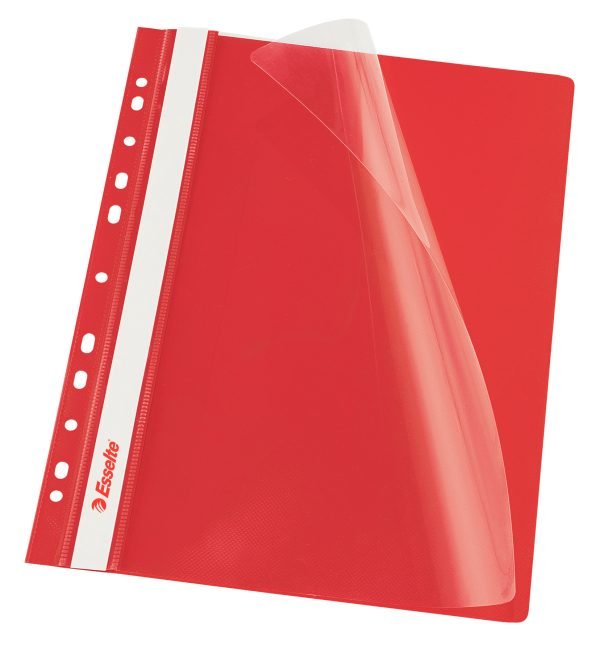 DOSAR PLASTIC CU SINA SI MULTIPERFORATII ROSU 10/SET ESSELTE – poza 1