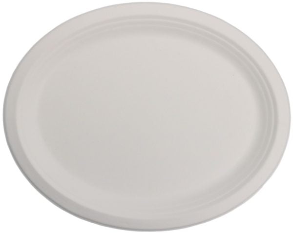 Farfurii biodegradabile din trestie de zahar ovale ,albe 318x255mm 50 buc/set – poza 5