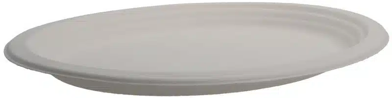 Farfurii biodegradabile din trestie de zahar ovale ,albe 318x255mm 50 buc/set – poza 1