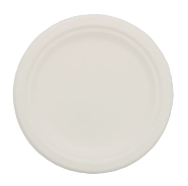 Farfurii biodegradabile din trestie de zahar rotunde,albe d174mm 50 buc/set – poza 4