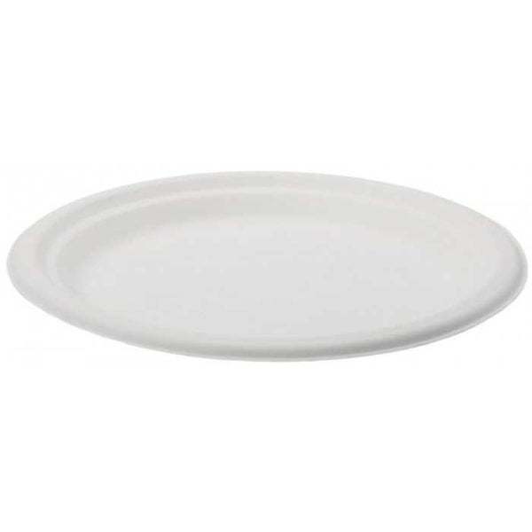 Farfurii biodegradabile din trestie de zahar rotunde,albe d220mm 50 buc/set – poza 2