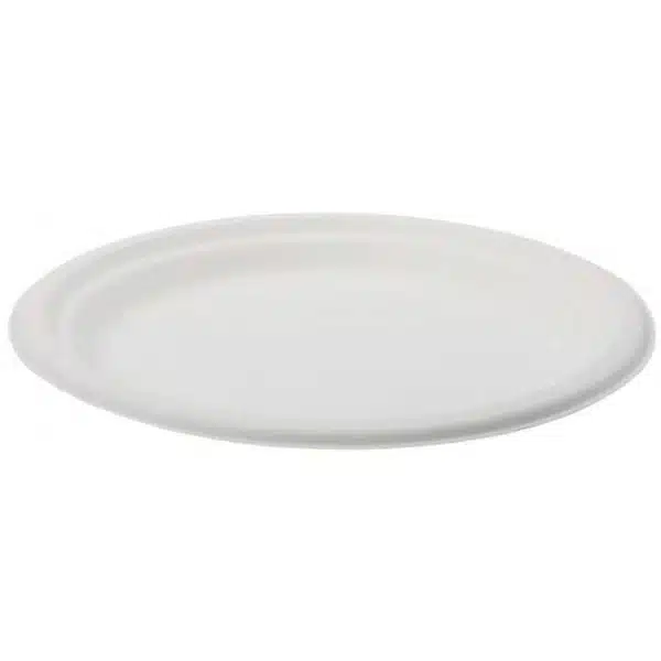 Farfurii biodegradabile din trestie de zahar rotunde,albe d220mm 50 buc/set – poza 2