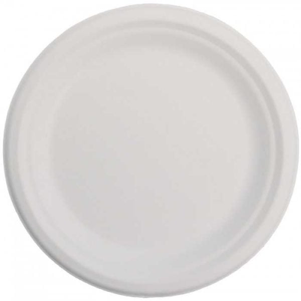 Farfurii biodegradabile din trestie de zahar rotunde,albe d220mm 50 buc/set – poza 1