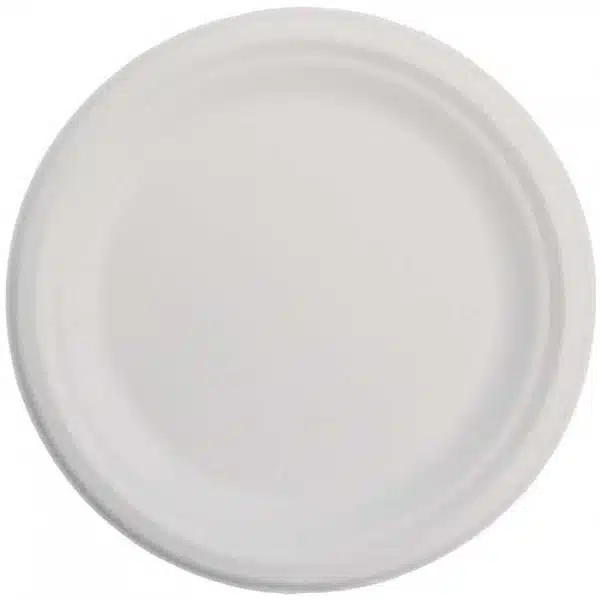 Farfurii biodegradabile din trestie de zahar rotunde,albe d220mm 50 buc/set – poza 1