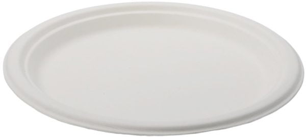 Farfurii biodegradabile din trestie de zahar rotunde,albe d243mm 50 buc/set – poza 1