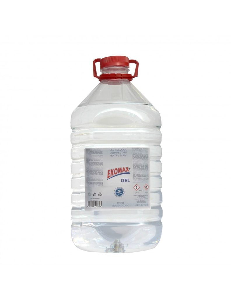 Gel alcoolic dezinfectant pentru maini Ekomax Gel PET 5L – poza 1