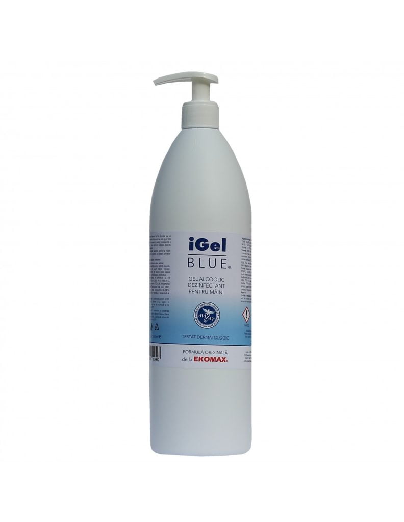Gel dezinfectant bactericid si fungicid alcool 70% pentru maini I Gel Blue 1 litru – poza 1