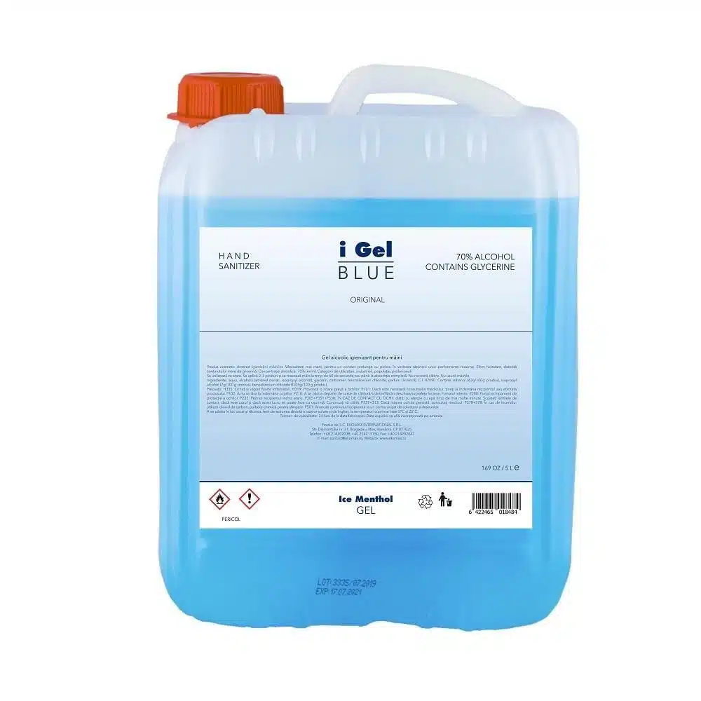 Gel dezinfectant bactericid si fungicid alcool 70% pentru maini I Gel Blue 5 l – poza 1