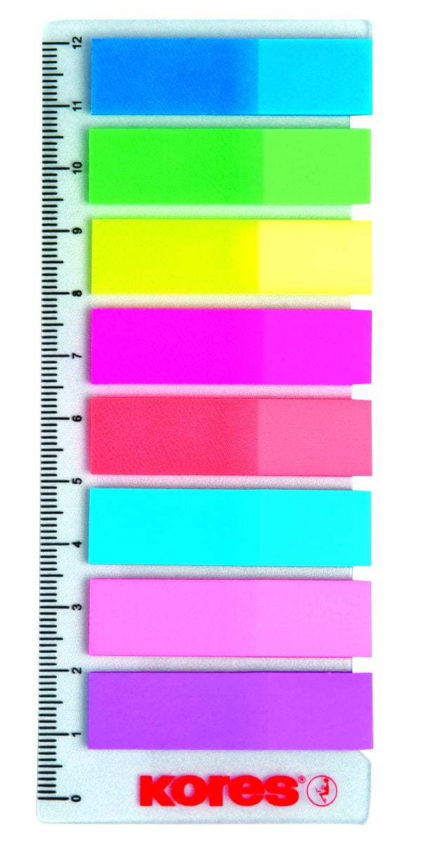 INDEX PLASTIC 12*45MM 8 CULORI*15 FILE RIGLA KORES – poza 1