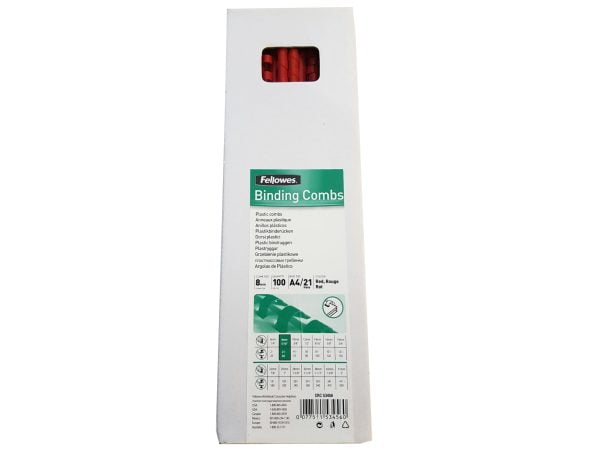 INEL PLASTIC 8MM ROSU PT 21-40 COLI 100/CUT FELLOWES – poza 1