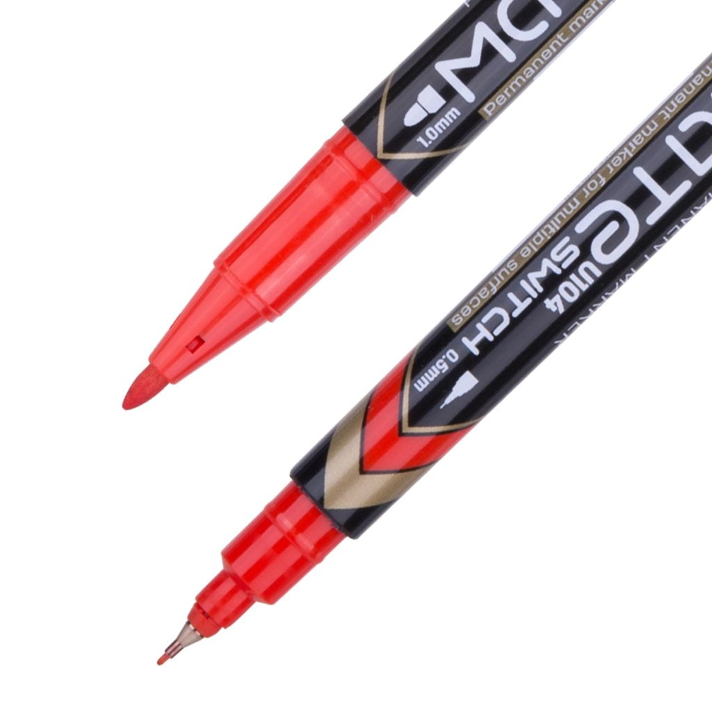 MARKER CD 2 CAPETE 0.5/1MM ROSU DELI – poza 1