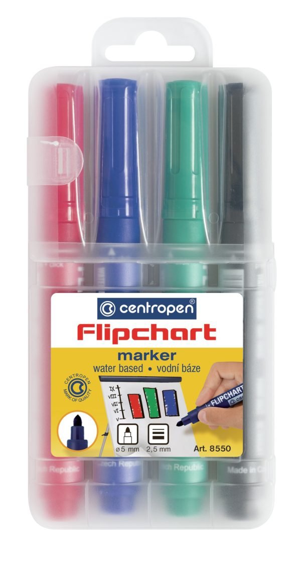 MARKER FLIPCHART 4/SET 2.5MM 8550 CENTROPEN – poza 1