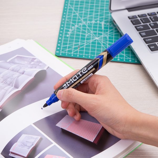 MARKER PERMANENT ALBASTRU VARF ROTUND 1.5MM MATE DELI – poza 2