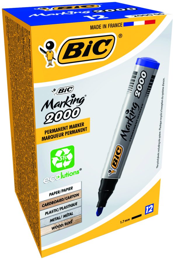 MARKER PERMANENT ALBASTRU VARF ROTUND 2000 BIC – poza 3