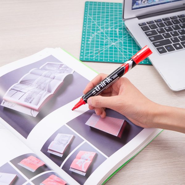 MARKER PERMANENT ROSU VARF ROTUND 1.5MM DELI – poza 2