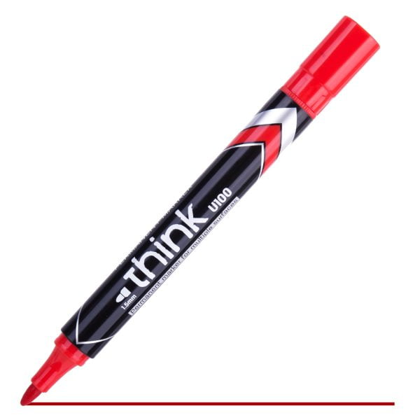 MARKER PERMANENT ROSU VARF ROTUND 1.5MM DELI – poza 1