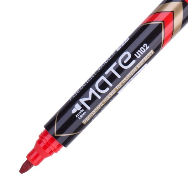 MARKER PERMANENT ROSU VARF ROTUND 1.5MM MATE DELI – poza 1