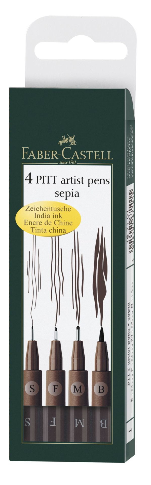 PITT ARTIST PEN SET 4 BUC SEPIA FABER-CASTELL – poza 1