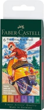 PITT ARTIST PEN SET 6 BUC CULORI DE BAZA 2022 FABER-CASTELL – poza 1