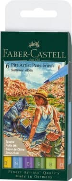 PITT ARTIST PEN SET 6 BUC CULORI VARA 2022 FABER-CASTELL – poza 1